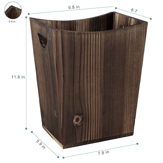 ETELI Wood Waste Basket Small Trash Can for Office Rectangular Trash Can Decorative with 2 Handles for Bathroom Bedroom Kitchen Hotel (Brown)