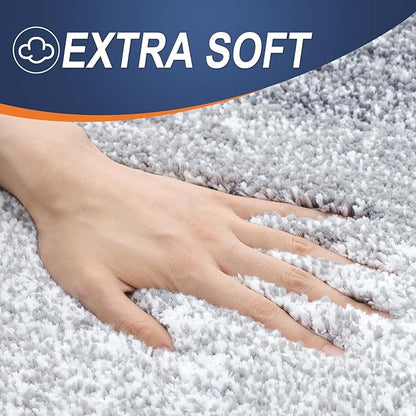 OLANLY Bathroom Runner Rugs Mat 59x17, Extra Soft Absorbent Microfiber Bath Rugs, Rubber Backing, Quick Dry, Washable Long Bath Mats for Bathroom, Tub and Shower, Home Decor Accessories, Light Grey