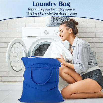 Laundry Bag with Handles & Drawstring Closure 27.6”Wx35"H, Thick Laundry Bag