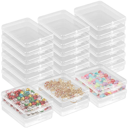 Nsmykhg Small Plastic Storage Containers - 24 Pack Clear Boxes for Beads, Jewelry, and Craft - Stackable Mini 4.3"x3.5"x1.1"