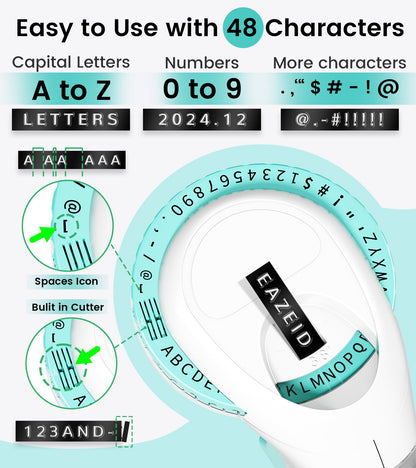 EazeID Embossing Label Maker Machine, Retro Embossed Label Maker Vintage, Handheld Old School Embosser with 3Rolls 3D 9mm 3/8 Inch Embossing Label Tapes for School Kids Items Home Office Scrapbooking
