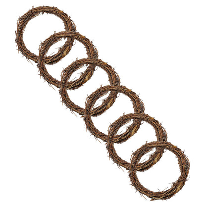 Small Round Grapevine Wreath 6 Inch Rattan Wreaths for Crafts Spring Christmas Holiday Decoration Wedding Home Decor (6 Pack)