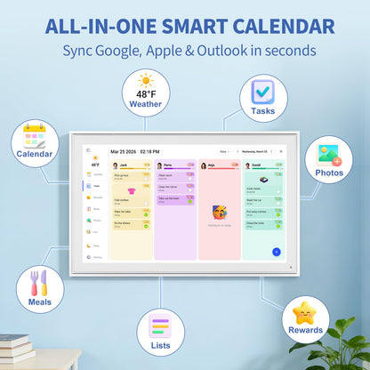 LiviNGPAi 21.5 Inch Digital Calendar Chore Chart with 1080P Full HD Touchscreen Smart Family Planner Digital Wall Calendar with WiFi Sync for Home and Office