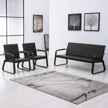 wonline Waiting Room Chair with Armrest PU Leather Office Furniture Bench Office Guest Seating Lobby Conference Reception Chairs for Airport Clinic Hospital Bank Salon Barber
