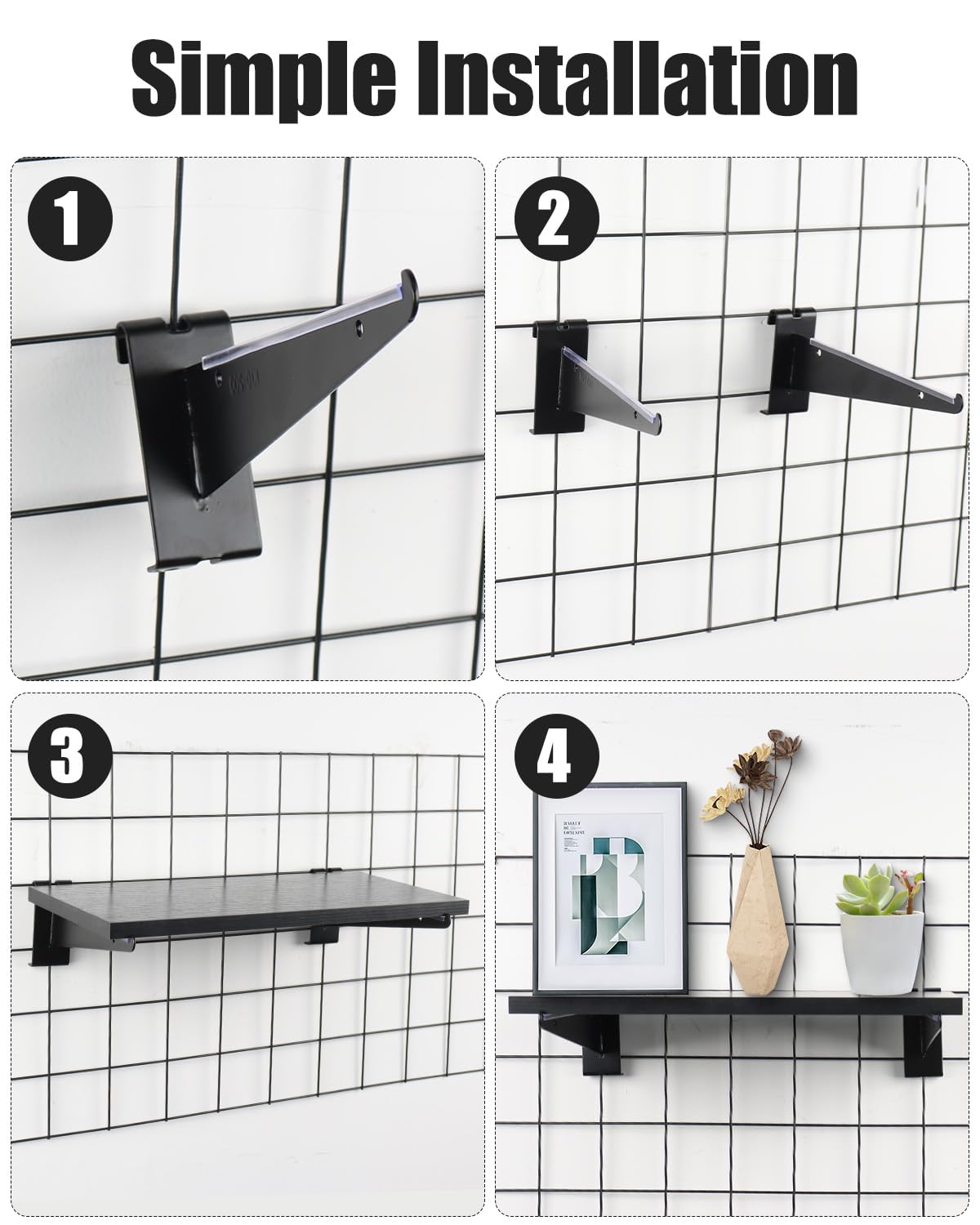 Alffun 6 Pack Gridwall Shelf with Metal Brackets, 16"x 8" Wooden Gridwall Shelves Heavy Duty Gridwall Shelving Organizer Accessories for Garage, Visualizer, Workbench and Bitchenette (16x8x0.6)