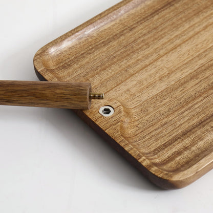 THFLSTR Solid Acacia Wood Key Tray and Bowl for Entryway Table - Jewelry Tray With 3 Hooks, Open Storage for Wallet, Glasses, Watches, Lipstick (Acacia, Square)