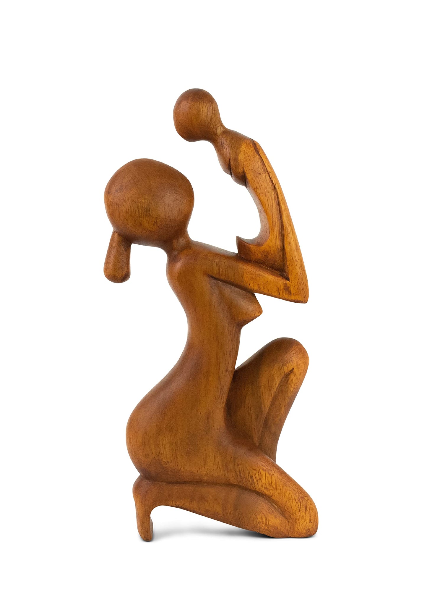 G6 Collection Wooden Handmade Abstract Mother and Child Sculpture Handcrafted Gift Art Decorative Home Decor Figurine Accent Decoration Artwork Hand Carved, Mother and Baby Statue