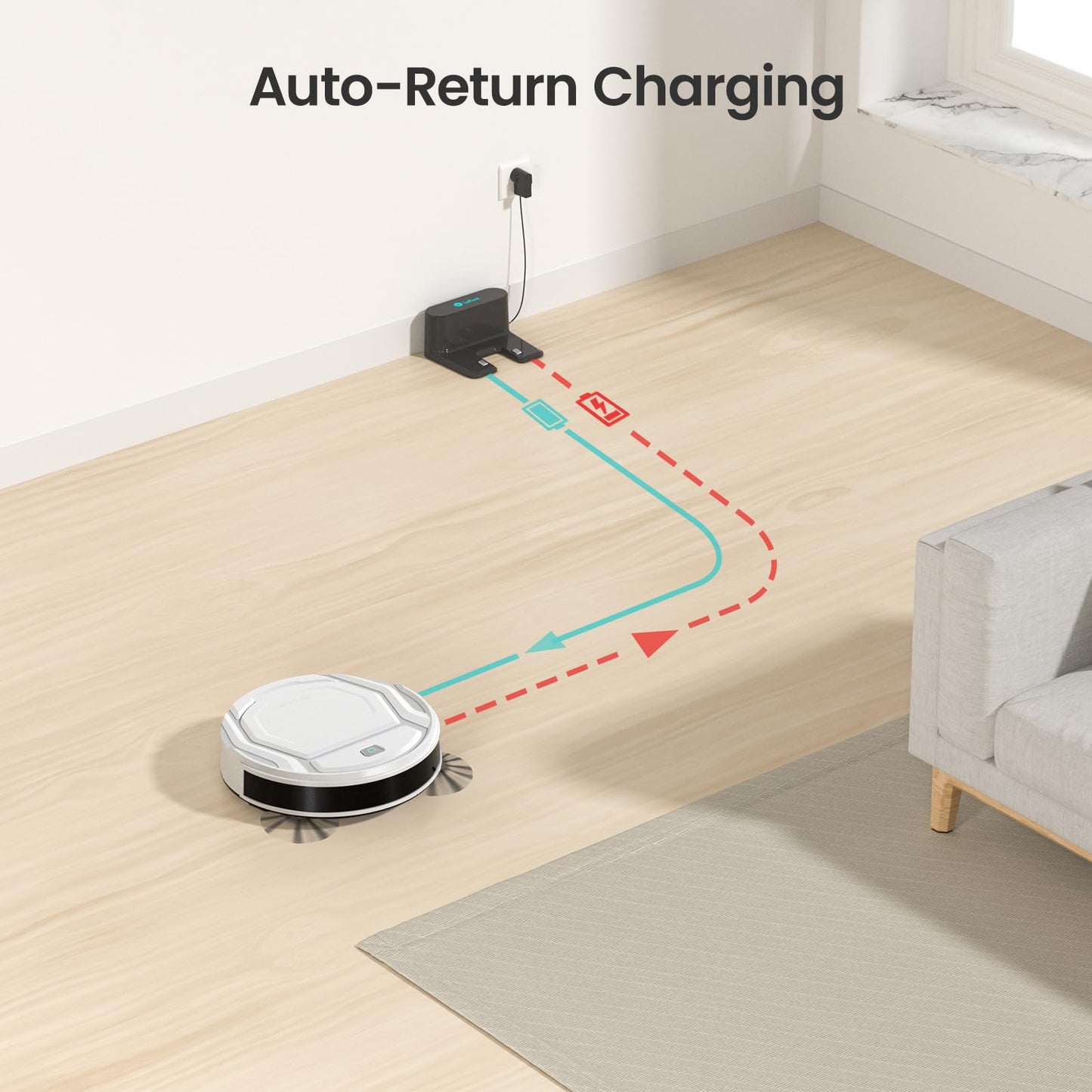 Lefant M210P Robot Vacuum Cleaner, Super Thin, Powerful Suction, Quiet, Self-Charging, Ideal for Pet Owners, Cleans Hard Floors to Medium-Pile Carpets, 120 Mins Runtime, APP/WiFi/Alexa Control, Gray
