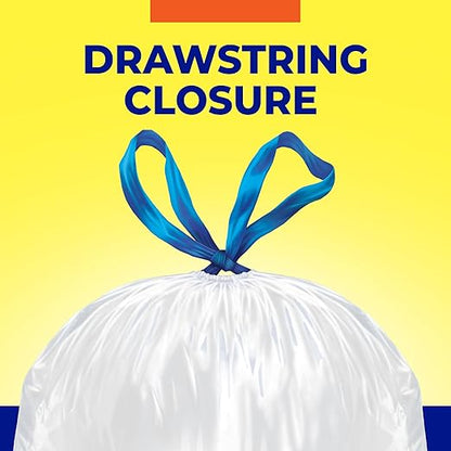 Hefty Essentials Drawstring 13 Gallon Kitchen Trash Bags, Tall Unscented Trash