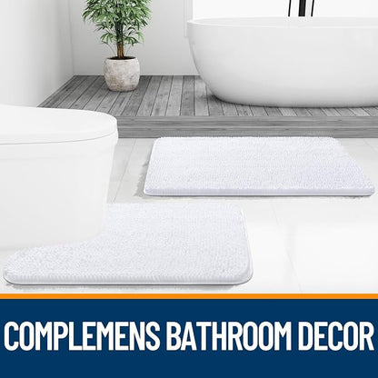OLANLY Large Bathroom Rugs 40x32, Extra Soft Absorbent Chenille Bath Rugs, Rubber Backing Quick Dry, Machine Washable Bath Mats for Bathroom Floor, Tub and Shower, Home Decor Accessories, White