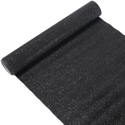 CALFOVERA 53.94×11.81 Inch Sparkle Glitter PU Leather Rolls Solid Fabric Sheets Shiny PU Leather Sheet Vinyl Material Leatherette Canvas for DIY Crafts Wedding Sewing Making Earrings (Black)