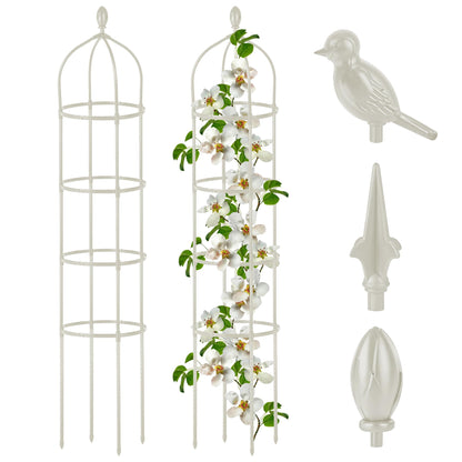 Garden Obelisk Trellis for Climbing Plants Outdoor 6 Ft Rose Bush Round Trellis for Pots Rustproof Metal Pipe with Plastic Coated Plant Flower Trellises for Clematis Vine Jasmine Support