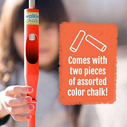 Walkie Chalk Stand-up Sidewalk Chalk Holder, (Orange), Creative Outdoor Toys for Kids and Adults Including 2x Chalks, Street Art & Playground Supplies, Accessible Fun for Everyone