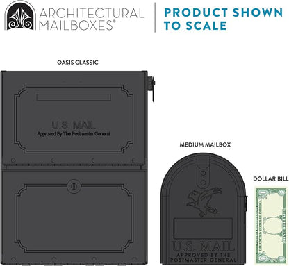 Architectural Mailboxes 6200Z-10 Oasis Classic Locking Post Mount Mailbox, 18"D x 11.5"W x 14"H ,Graphite Bronze
