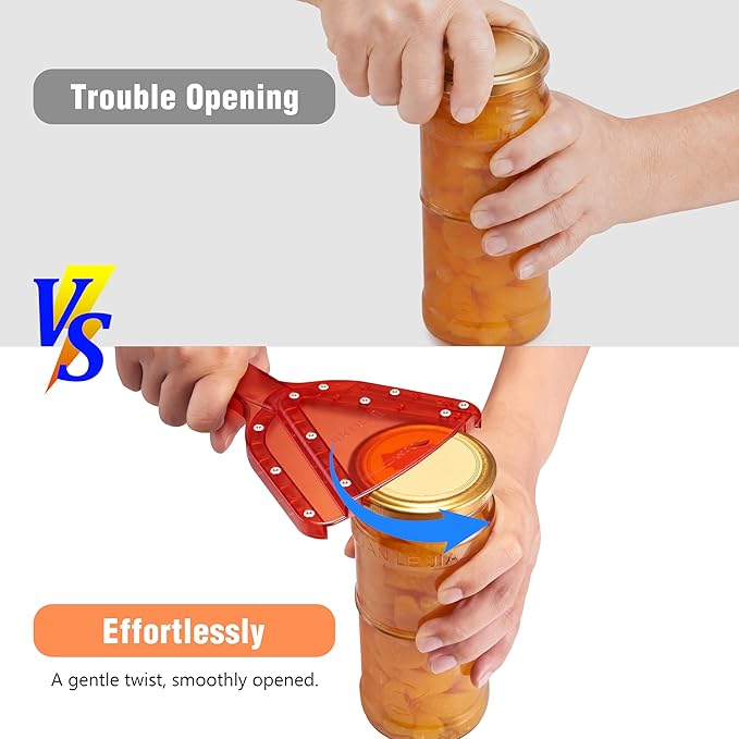 Uinxan Jar Opener for Weak Hands & Seniors with Arthritis - Handheld Manual | Effortlessly Opens Stubborn Screw Lids & Bottle Caps. 304 Stainless Steel. Durable. Patented Kitchen Gadget (Blue)