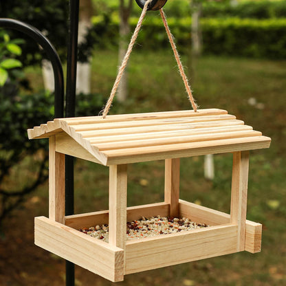 STARSWR Bird Feeders for Outside Hanging, Wild Bird Feeder House for Cardinals Finches Wooden Bluebird Feeder Mealworm Feeder Outdoor Wood Platform Bird House Feeder