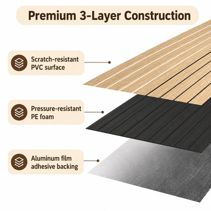 Greymond Peel and Stick Wood Slat Wall Panels, Teak, 118 x 15.7 in