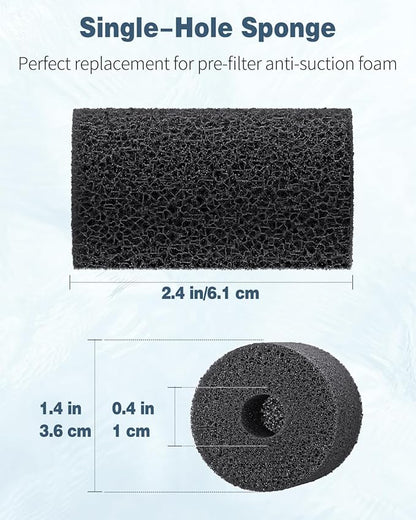 Pawfly 12 Pack Pre-Filter Sponge, Aquarium Filter Sponge 0.4" Intake Sponge Foam Roll for Small Fish Shrimp Fry Fish Tank Covers Accessories
