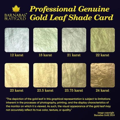 Barnabas Blattgold Gold Leaf - 23K Real Gold [25 Sheets, 3.4 inches] - Loose Sheets for Painting, Arts and Crafts