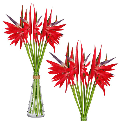 Giegxin 10 Pieces Bird of Paradise Artificial Plant 22 Inch Hawaiian Tropical Flowers Faux Flowers Bouquet Large Elegant Green Plant for Home Garden Decoration Office Wedding Decor Supplies (Red)
