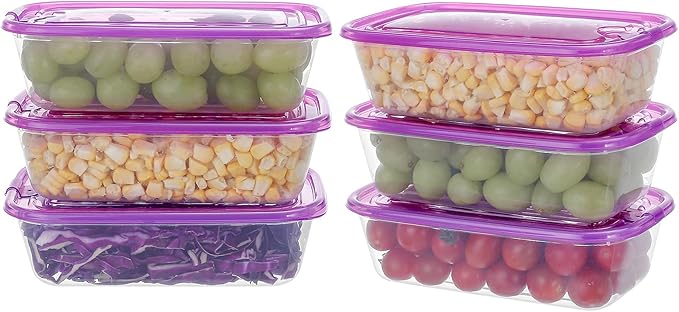 KIGI 6 PACK 20oz Plastic Food Storage Containers