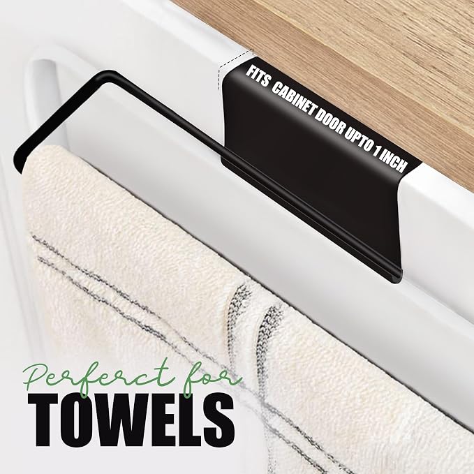 Evelots 2-in-1 Pot Lid Organizer with Towel Holder - 2 Pack, 3-Tier Cabinet Door Rack - Space-Saving Kitchen Organizer for Glass or Metal Pan Lids & Towels - Over the Door Design - Black