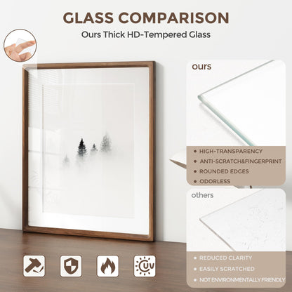 8x10 Picture Frame, USA-Sourced Natural Walnut Wood Photo Frame with Tempered Glass, Handcrafted Rounded Corner 8 x 10 Wooden Frame Matted to 5x7 Photos, Wall or Tabletop Display