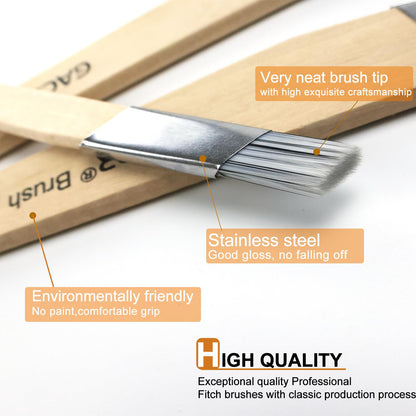 GACDR Slant Lining Fitch Paint Brushes,Pack Of 6 Cutting In Paint Brush Angled for Fast Accurate Detail & Control Hobby & Craft 2 Each of 0.5", 0.75", and 1"