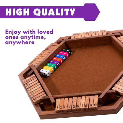 MNYUN Shut The Box Premium Wooden Dice Game - Handcrafted Board Game 2-6 Players, Educational Math Learning Games for Kids Adults, Classic Pub Games Family Party Gift Set