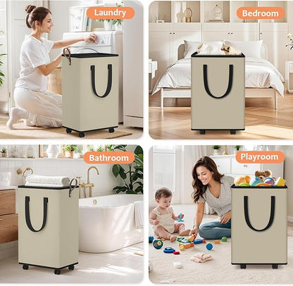 Laundry Basket with Wheels, Collapsible Laundry Baskets, Laundry Hamper with