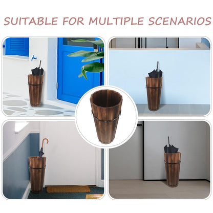 Luxshiny Umbrella Bucket 16.53X8.26X8.26In Wooden Umbrella Stand Entryway Organizer Freestanding Holder for Canes Walking Sticks and Outdoor Umbrellas