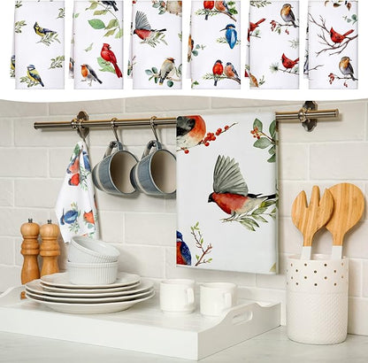 Set of 6 Birds Kitchen Towels Hummingbird Tea Towels Absorbent Dish Towels
