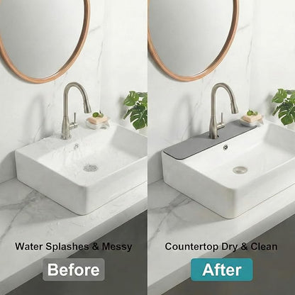 Customizable Kitchen Sink Faucet Mat: 30" Lx5.5 W Splash Guard, Pre-Cut Center