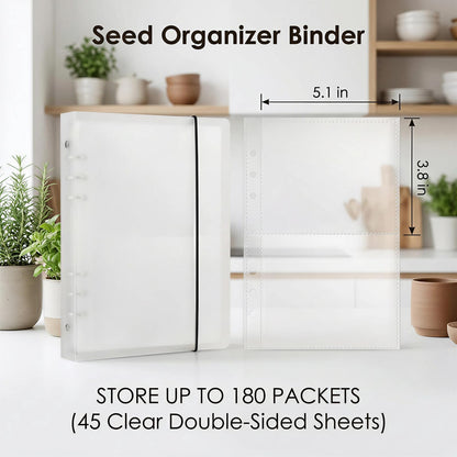 Jovialix Seed Organizer Binder with Side Loading Sleeves, Clear Storage Book Holder and Plant Packet Keeper for Saving Your Garden Catalog, 180 Pockets, 3.8 x 5 Inches