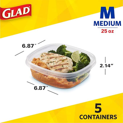 Glad Entrée Food Storage Containers, Medium Square