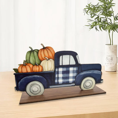 Autumn Wooden Desktop Decor Harvest Car Sign Halloween Pumpkins fall decorations Thanksgiving Table Decorations for Home,Farmhouse,Office,Garden
