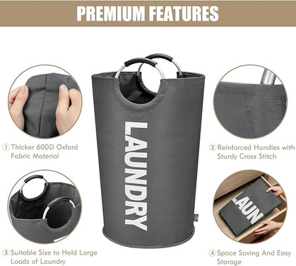 DOKEHOM 90L Large Laundry Basket, Collapsible Laundry Bag, Freestanding Tall