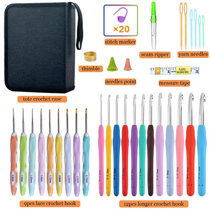 Mdoker 21 Sizes Crochet Hooks Set,Ergonomic Crochet Hook with Case for Arthritic Hands,Complete Crochet Set for Beginners & Crochet Lovers(0.8mm-10mm)