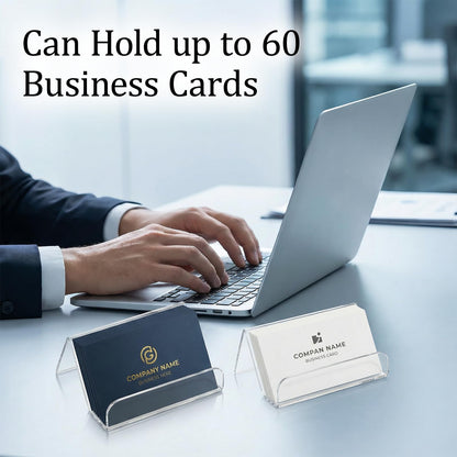AOZUO 16 Pack Acrylic Business Card Holder for Desk, Business Card Display Stand Clear Desktop Business Name Card Holders Capacity 60 Cards