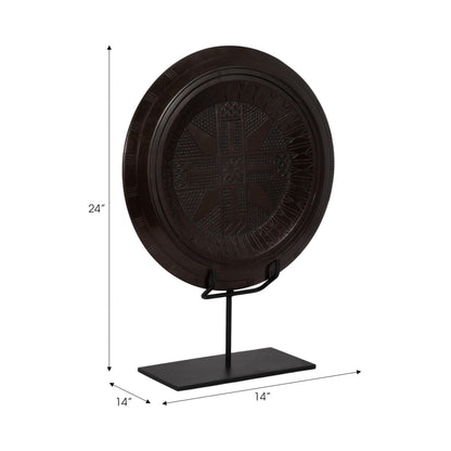 Sagebrook Home Boho Decorative Sculpture - Handcrafted Wood & Metal Artwork - Rustic Tabletop Accent for Home & Office - Stylish Living Room & Bedroom Decor - 24" Brown