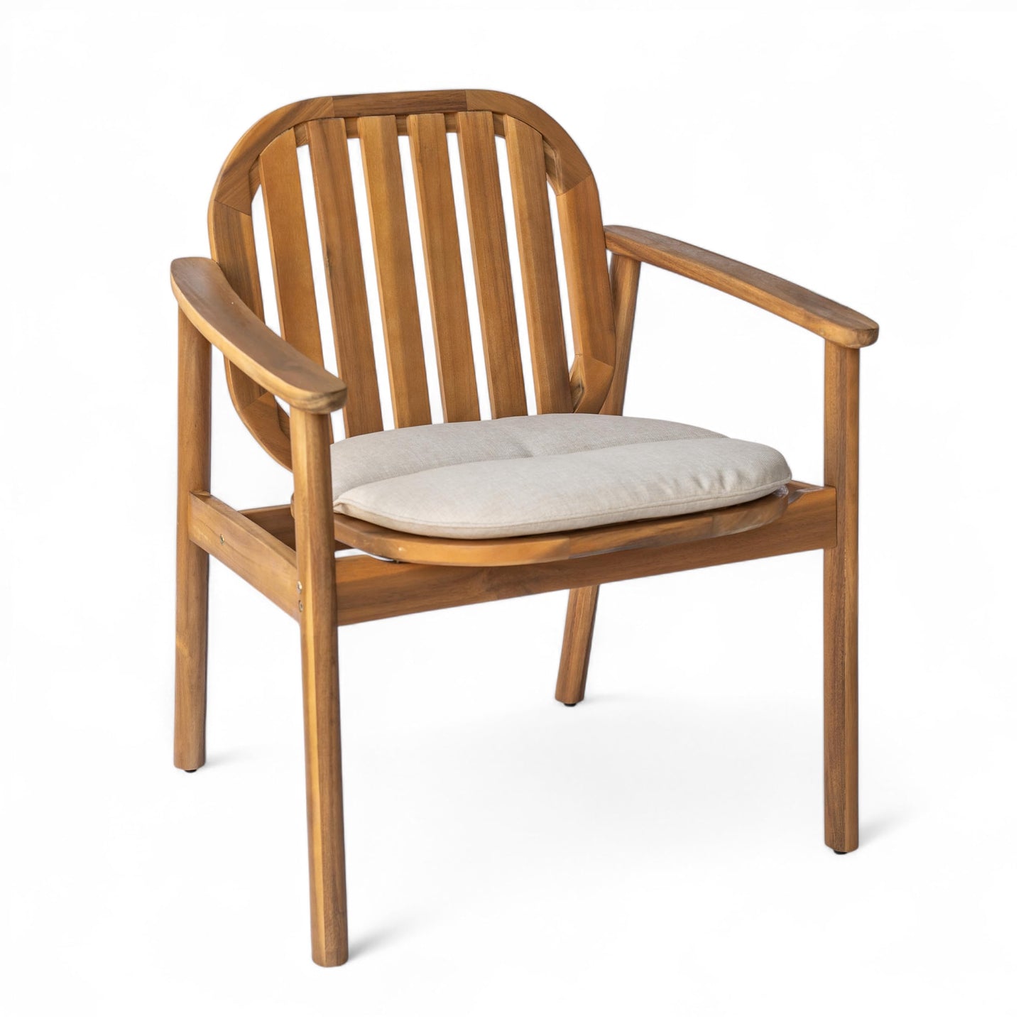 Christopher Knight Home Meja Acacia Wood Outdoor Dining Chair Set of 2 with Cushion, Wooden Patio Dining Armchair Set, Outdoor Kitchen Side Chair, Patio Furniture Set, Teak+Beige