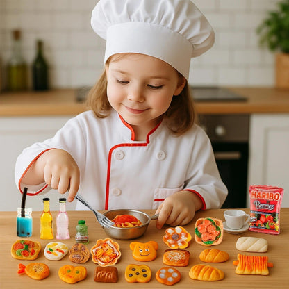 HKLMRO 150Pcs Miniature Food Drink Bottles Adults Dollhouse Soda Pop Cans Pretend Play Kitchen Cooking Game Party Accessories Toys Hamburger Cake Ice Cream Pizza Bread Tableware Doll House Landscape