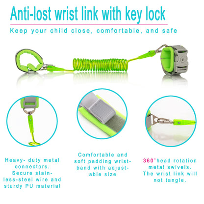 HappyVk Toddler Leash Harness Baby Anti Lost Wrist Link with Key Lock Kid Leash Child Safety Harness Ages 1-4 Cute Design Wild Animals