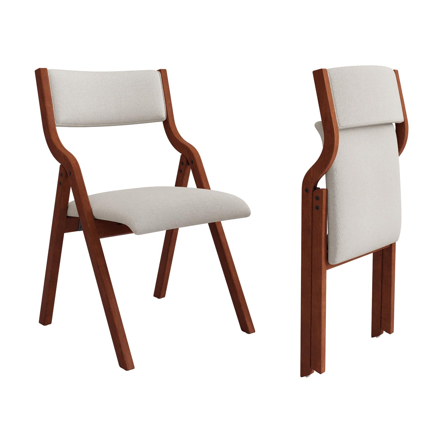 YOPTO Folding Wooden Chairs Set of 2 with Padded Seat,Portable Dining Chairs W/Ergonomically Designed Back and Cushion,for Dining Room,Restaurant,Kitchen,Office