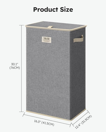 SOLEDI Laundry Hamper with Lid 100L Large & Tall Collapsible Laundry Basket