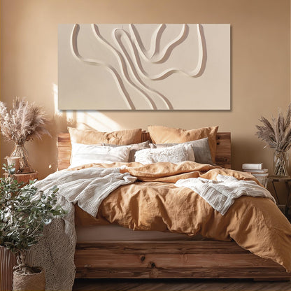 Hue7Art Abstract Beige Canvas Wall Art Modern Minimalist Geometric Hand Painting Artwork for Living Room Bedroom Office Neutral Wall Decor 24x48 Inch