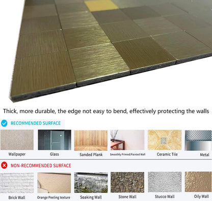 WEIMEISC 10 Sheets Peel and Stick Backsplash Tile for Kitchen, Self-Adhesive Mosaic Tile, Stick on Bathroom Vanities，Fireplace Décor, Laundry Table(11.81" X 11.81") (Brushed Gold+Golden Mirror, 10)
