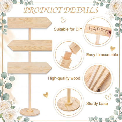 Chunful Wooden Blank Arrow Signs with Stakes, Wood Blank Directional Yard Sign for Outdoor Lawn Patio Yard Garden Weddings Birthday Party Guidepost Decorations(Natural Wood,53 Inch)