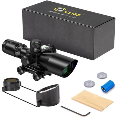 CVLIFE 2.5-10x40 Dual Illuminated Mil-dot Scope with Green Laser, Free 20mm Mount