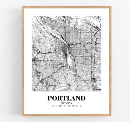 Eleville 11X14 Unframed Portland Oregon City View Abstract Road Modern Map Art Print Poster Wall Office Home Decor Minimalist Line Art Hometown Housewarming wgn453